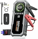 BRPOM Starthilfe Powerbank für Pkw mit Kompressor 160PSI,8000A 26800mAh Auto Starthilfe Powerbank für All Benzin und 12.0L Dieselmotor,Starter Powerbank Eingang/Ausgang und 600LUM LED-Licht