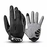 I Kua Fly Vollfinger Fahrradhandschuhe Männer Touchscreen Kompatibel MTB Handschuhe mit Gel für Herren Damen (Schwarz, M)