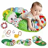Generisch SAIMAND Baby Spielzeug 0-6 Monate, 3 in 1 Abnehmbares Raupe Spielkissen für Tummy Time Toys, Bauchlage, Sitzen & Stützen mit Rassel, Beißring und Spiegel, Ideales Baby Geschenk 0-3-6 Monate