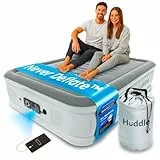 Huddle® Never Deflate™ Double-Luftbett, Gewinner des Good Housekeeping 2025 Air Mattress Award, Dual Pump SlumberGuard™ Technologie, einstellbare Festigkeit, integrierte Pumpe und USB-Nachtlicht