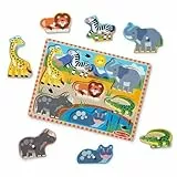 Melissa & Doug - Safari Holzpuzzle Kinder, Puzzle ab 2 Jahre, Greifpuzzle Steckpuzzle Holz, Holzpuzzle ab 2, Holzspielzeug Spiele ab 2 Jahre, Schichtpuzzle Holz Puzzles Kind 2 Jahre