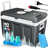 KESSER® Kühlbox 40L mit Rollen | Thermo-Elektrische Kühlbox | KÜHLT und WÄRMT | 12 & 230V | Thermobox für Auto, Boot & Camping | Mini-Kühlschrank mit ECO & MAX Modus | inkl. Kühlakkus & Getränkehalter