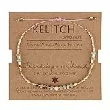 KELITCH Seed Perlen Freundschaft Armbänder Dünne Seil Armbänder Frauen Handgemachten Schmuck (Champagner F)