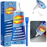 Jevvu Textilkleber, 80ml Stoffkleber Textilkleber für Kleidung, Reparaturkleber für Stoffe, Bastelprojekte, Polsterungen, Textilien, Puppenreparatur, Filz und Abzeiche