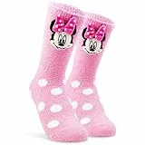 Disney Minnie Mouse Kuschelsocken Damen Größe 35-41 Warme Winter Stoppersocken Rutschfest Geschenke für Frauen & Teenager (Rosa Minnie Mouse)