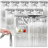 com-four® 10x Silberfarbene Lametta Girlande für Weihnachten - Christbaumschmuck für den Tannenbaum - Lametta-Vorhang mit glatten Fäden (Silberfarben Premium - 10 Stück)