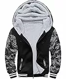 igeekwell Kapuzenpullover Herren Winterjacke mit Kapuze Hoodie für Männer Fleecejacke Casual Kapuzenjacke Bequemes & Warmes Sweatjacke mit Reißverschluß Windspiele Schwarz Fleece
