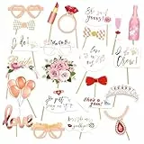 Dcsfadq 23 Stück JGA Accessoires Frauen Braut Fotorequisiten Set, Fotobox Deko für lustige Fotos Spiele Requisiten, Partyfotoautomat Zubehör für Hochzeit, Verlobung, Junggesellenabschied Frauen Party