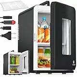KESSER® 2in1 Mini Kühlschrank Kühlbox 15 Liter Kühl und Heizfunktion Tragbarer AC DC 220-240V/12V Steckdose und Zigarettenanzünder Warmhaltebox Thermobox Auto Büros Zimmer Camping Garten Schwarz