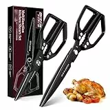 Dream Reach 2PCS Küchenschere Geflügelschere - Zwei Schwarze Scheren mit ergonomischem Griff Zwei Schwarze Scheren