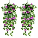 MJARTORIA 2 Stück Kunstblumen Hängend Wie Echt, Kunstpflanzen Künstliche Blumen für Draußen Drinnen Terassendeko Balkon Wand Dekoration für Haus Garten Hochzeit Büro