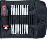 Wiha Schraubendreher mit Wechselklingen Set SYSTEM 6 (03591), 12 tlg. für tiefliegende Schrauben, Innensechskant/Kreuz/TORX/Schlitz inkl. Rolltasche
