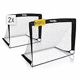 Racetex 2er Fußballtor Kinder Set - Fußball Tore inkl. nützlicher Tasche zum Transportieren - Version mit verstärkten Glasfaserstangen - Fussballtore für den Garten oder Park (Schwarz)