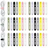 JIYIN 42 Stück Silikon Kabelbinder, Wiederverschließbar Bunt Kabelsortierer Wiederverwendbare Kabelbinder Kabelorganizer für Cable Management