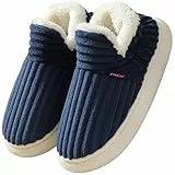 Misolin Hausschuhe Damen Winter Wärme Pantoffeln Herren With Memory Foam Kordsamt Voll Plüsch Weiche Geschlossen Baumwolleschuhe Antirutsch Bequeme Outdoor/Indoor,Blau 280(EU40-41)