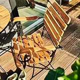 BUTLERS 2er Set Gartenstuhl klappbar B 56 x T 55 x H 89 cm Akazienholz Eisen -PARKLIFE- Sitzgelegenheit für Garten & Balkon | Klappstuhl für Terrasse & Esszimmer