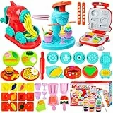 Diealles Shine Knete Set Knetwerkzeug für Kinder, Knete Dough Set, Knete Zubehör Kitchen Creations, Eismaschine Nudelmaschine Burgermaschine, Spielzeug Geschenk für Jungen und Mädchen ab 3 Jahre