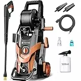 2025Verbessertes 145bar Hochdruckreiniger mit 2 düsen(0–120 Grad)&500ml Schaumtopf Zur 50 m²/h, 420 L/h Hochdruckreiniger für eine Reinigung bei alltäglichen Verschmutzungen,Electric Pressure