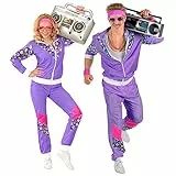 W WIDMANN MILANO Party Fashion - Kostüm Trainingsanzug, Vintage-Style, 80er Jahre Outfit, Jogginganzug für Karneval & Party