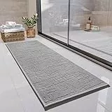 SIXHOME 40 * 100cm Hellgrau Badteppich super saugfähige Badteppich rutschfest waschbar Badezimmerteppich Badematten mit Gummirückseite rutschfest waschbar für Dusche Badezimmer Badewanne