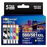 GPC IMAGE 580 581 XXL Kompatible für Canon Druckerpatronen 580 581 PGI-580 CLI-581 für Canon TR8550 Druckerpatronen TS6350a TS6350 TS6350a TS705 TS6150 TR7550 TS8251 TS8150 TS8250 (5er-Pack)