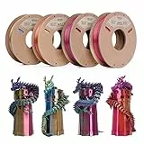 ERYONE PLA Filament 1.75mm, 3D Drucker filament, Multi-Color Pack, 4x250g/Pack, Tri-Color Silk PLA, Rot/Blau/Grün, Rot/Gold/Lila, Gelb/Blau