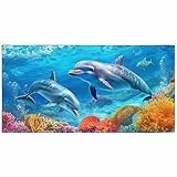YISUMEI Mikrofaser Strandtuch XXL, Strandhandtuch Leicht Badehandtuch Schnelltrocknend, Unterwasser Delfine, 180 x 90 cm
