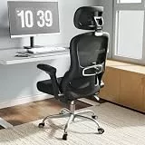 TRALT Bürostuhl Ergonomisch - Bürostuhl - Gaming Stuhl mit Verstellbare Kopfstütze Lordosenstütze Home Office Desk Chair - Schreibtischstuhl Computerstuhl für Große Menschen Mesh-Stuhl 150kg Schwarz