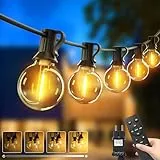 btfarm 30M Lichterkette Außen mit Fernbedienung & Timer, Dimmbar LED Outdoor Lichterkette Strom, IP44 Wasserdicht Wetterfest Lichterkette Glühbirnen für Garten Terrasse Party Weihnachten, Warmweiß
