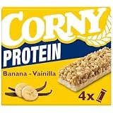Müsliriegel Corny Classic Protein Banana-Vanilla | 24% Protein| Proteinriegel mit Banane und Vanille | Ohne Zuckerzusatz | Genuss für Sport, Büro und unterwegs | 4 x 25 g