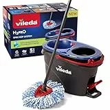 Vileda H2PrO Spin mop Wischmopp Set mit Eimer| 100% Trennung von Frisch- und Schmutzwasser | Innovatives Zweitanksystem mit Auswringfunktion | Müheloses Auswringen | Mikrofaserreinigung | Ergonomisch