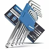 STONE REEF Innensechskantschlüssel Set 13tlg. [inkl. Kugelkopf] - Chrom 1,27-10mm, Sechskantschlüssel Handwerkzeug Set für Handwerker, Winkelschlüsselsatz