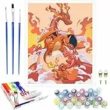 shinesky Malen Nach Zahlen Kinder Erwachsene Anfänger, Handgemalt Ölgemälde Kit für Mädchen Jungen ab 7 8 9 Jahre, DIY Anime Spielzeug als einen Kindergeburtstag Geschenk, Ohne Rahmen 40 x 50cm (Red)