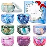 Duftkerzen Geschenkset für Frauen, 9 Stück Dufted Kerzen mit Deckel, 100% Sojawachs anhaltendem tragbare Reise Zinnkerzen Geschenke für Stressabbau Geburtstag Muttertag Weihnachten für Familie Frauen