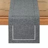 LOMOHOO Tischläufer 180cm lang Tischläufer Modern, Tiefes Grau Tischläufer Leinen Frühlingsdeko Tischläufer Esstisch Hochzeit Tischläufer für Esszimmer Party Urlaub Dekoration