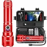Blukar Taschenlampe LED Aufladbar, Extrem Hell Zoombare Taktische Taschenlampen Starke mit 5 Lichtmodi, IP67 Wasserdichte Flashlight Torch für Camping, Wandern, Outdoor, Angeln, Notfäll