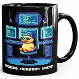MoonWorks® Kaffee-Tasse Quietsche-Entchen Rubber Duck Debugging Hacker Ente Geschenk Programmierer Informatiker Schwarz standard