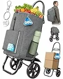 Homecall Einkaufstrolley Klappbar Einkaufswagen mit 55L + 5L kühlfunktion Bis 50KG, Einkaufstasche mit Rollen 3 in 1 Shopping Trolley & Sackkarre & Rucksack (Dunkelgrau)