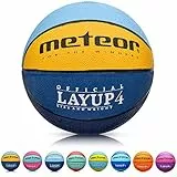 meteor® Kinder Basketball Layup Größe #4 Jugend Basketball ideal auf die Kinder-hände 5-10 Jahre idealer Mini Basketball für Ausbildung weicher Kinder Basketball Outdoor (Größe #4, Blau/Gelb/Grün)