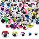 TOAOB 210 Stück Selbstklebend Wackelaugen mit Wimpern Runde Bunte 8 bis 20mm Kunststoff Augen für Scrapbooking Kunsthandwerk Zubehör