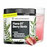 natural elements Flora 21 Berry Biotic Getränkepulver – 13 Bakterienstämme mit Ballaststoffen & Vitamin-B-Komplex – 12 Mrd. KBE/Portion – Erdbeergeschmack – 30 Portionen – vegan, ohne unnötige Zusätze