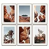 BLCKART Antelope Canyon Wandbilder Wohnzimmer Poster Set Natur Landschaft Wanddeko Wüste Bilder Schlafzimmer Deko Büro (6x DIN A4 (21 x 29,7cm))