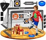 KESSER® Fussballtor 2er Set | Tolles Fußball Geschenk für Kinder, Indoor und Outdoor Garten : Antirutsch - Inkl. Fussball Trainingszubehör: Hütchen, Zielscheibe, Sporttasche, Ballpumpe, Anthrazit