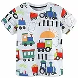 Jungen Kurzarm T-Shirt Baby Baumwolle Weiß Shirt Kinder Cartoon Automobil Sommer Tops Sommer Oberteile Zug 110