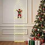LEDYA 1.25M Leiter Lichterkette mit Weihnachtsmann – 98 LED Weihnachtsbeleuchtung Strombetrieben mit Timer, Speicherfunktion, 8 Modi für Innen & Außen Weihnachtsbaum Weihnachten Deko (Warmweiß)