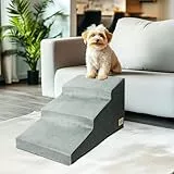 BingoPaw Hundetreppe für Kleine Hunde, Hundetreppe 3 Stufen 40cm Hoch Haustiertreppe mit Abnehmbarem Waschbarem Bezug und Rutschfestem Boden, Tragbar Hunderampe katzentreppe für Sofa Bett, 39x65x40cm