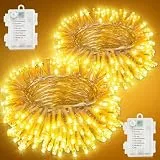 Electight Lichterkette Außen, 2x10M 200 LED Batteriebetrieben Outdoor Lichterkette mit Timer und 8 Modi, Warmweiß Wasserdicht für Außen Innen Garten, Balkon, Weihnachten, Halloween, Party