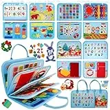 RunHero Busy Board Montessori Spielzeug Baby ab 1 Jahr Quiet Book Activity Board Motorikspielzeug Filzbuch Sensory Spielzeug 1 2 3 4 5 Jahr Kinder Jungen Mädchen (Blau)
