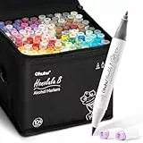 Ohuhu Marker Stifte, Doppelspitze (Pinsel & Feine Spitze) Marker Stifte auf Alkoholbasis für Künstler mit Tragetasche für die Kolorierung Illustration von Erwachsenen, Honolulu B Serie