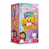 Trefl - Boom Boom, Gabby's Dollhouse - Dynamisches Familienspiel, Tolle Spielpartie, Spiel Für die Ganze Familie, Kartenspiel mit Helden der Fernsehserie Gabby‘s Katzenhaus, für Kinder ab 6 Jahren